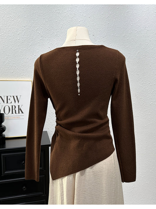 Blusa Ajustada de Manga Larga con Pliegues y Abertura Lateral - Image 22