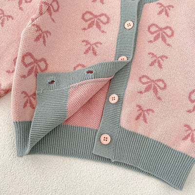 Cardigan Romper de Punto con Cuello Concha y Moño - Manga Larga - Image 18