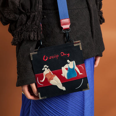 Bolso Vintage de Lona y Terciopelo con Bordados - Mensajero Elegante para Mujer - Image 14