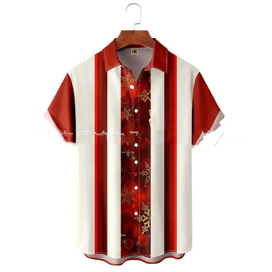 Camisa Estampada de Cuello Solapa para Hombre - Manga Corta Ideal para Festividades - Image 9