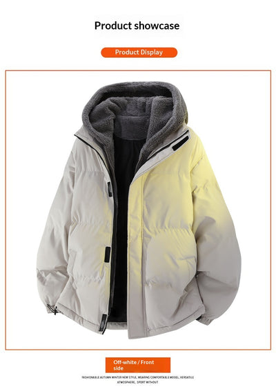 Chaqueta de Invierno Hombre Acolchada Suelta con Diseño Falsa Dos Piezas - Image 18