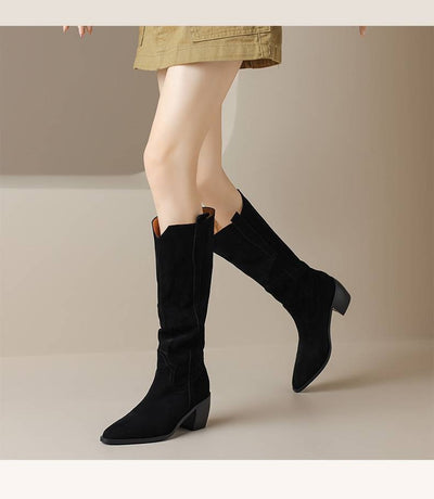 Botas Largas Retro Artesanales de Color Sólido para Otoño-Invierno - Image 10