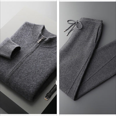 Suéter Tejido de Lana Reversible para Hombre con Cierre - Colores Sólidos - Image 8