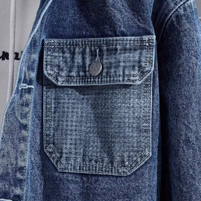 Chaqueta Denim con Capucha para Trabajo - Abrigo Casual Resistente para Hombre - Image 9