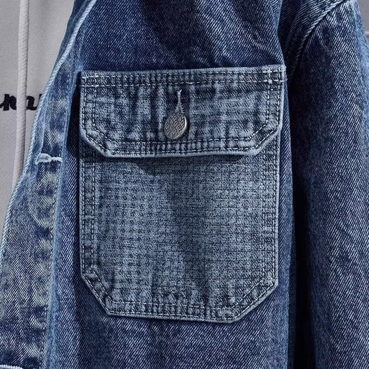 Chaqueta Denim con Capucha para Trabajo - Abrigo Casual Resistente para Hombre - Image 9