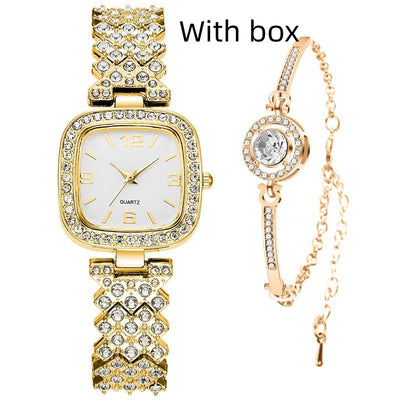Reloj Cuadrado Pequeño de Diamantes Completos para Mujer con Pulsera - Image 13