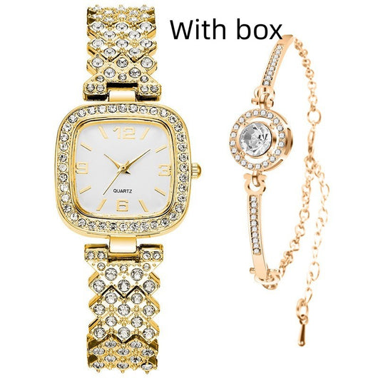 Reloj Cuadrado Pequeño de Diamantes Completos para Mujer con Pulsera - Image 13