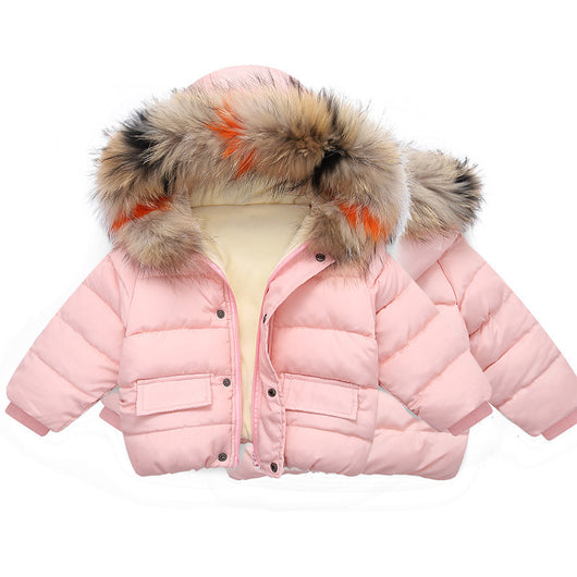 Abrigo Acolchado de Algodón para Niña con Cuello de Pelaje y Capucha - Image 6