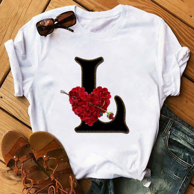 Playera Casual Estampado Alfabeto Inglés Rosa para Estudiantes - Image 50