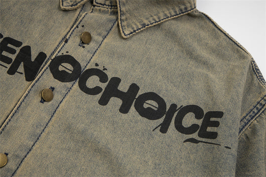 Camisa Denim Desgastada con Letras Waste para Hombre - Image 9