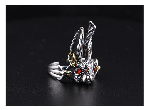 Anillo de Conejo del Zodiaco en Cristal Hecho a Mano - Estilo Hip-hop Urbano