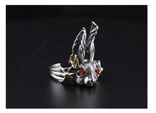 Anillo de Conejo del Zodiaco en Cristal Hecho a Mano - Estilo Hip-hop Urbano