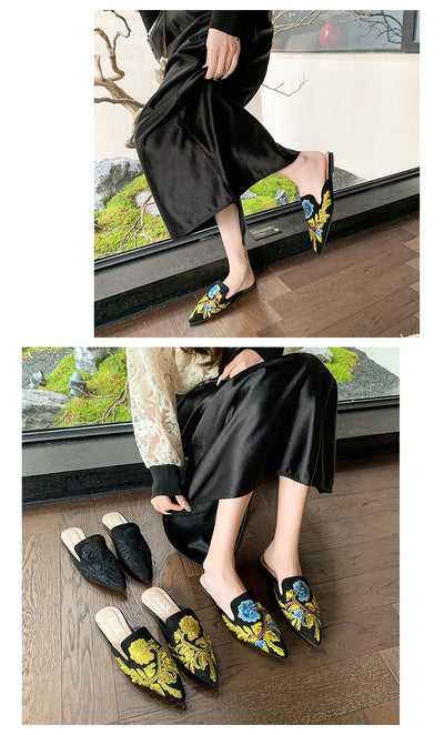 Pantuflas Bordadas Baotou Estilo Nacional para Mujer - Comodidad de Verano - Image 21