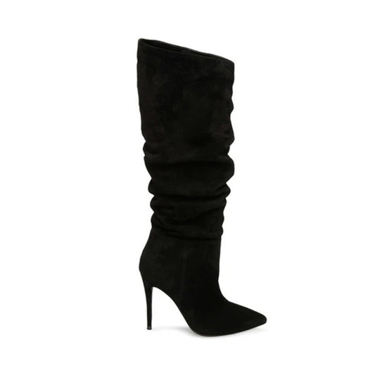 Botas Stiletto Plisadas Hasta la Rodilla