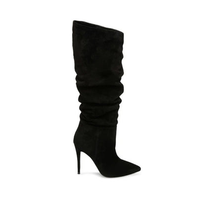 Botas Stiletto Plisadas Hasta la Rodilla