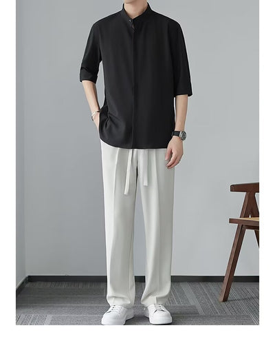 Camisa Cuello Mao Manga Corta Estilo Chino - Image 10