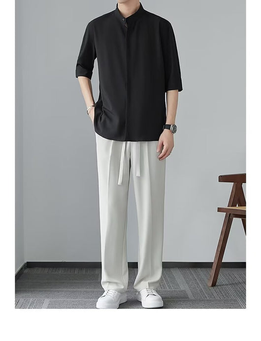 Camisa Cuello Mao Manga Corta Estilo Chino - Image 10