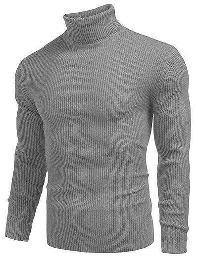 Suéter Cuello Alto Ajustado de Manga Larga para Hombre - Image 22