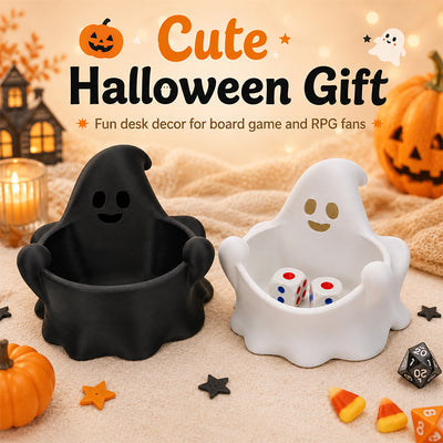 Recipiente de Dados Fantasma Lindo, Bandeja de Almacenamiento de Dados Impresa en 3D, Decoración de Fantasma de Halloween para Aficionados a Juegos de Mesa