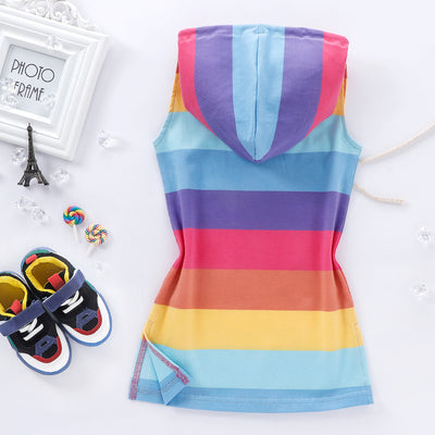 Vestido Princesa Arcoíris Estilo Occidental sin Mangas para Niñas - Image 17