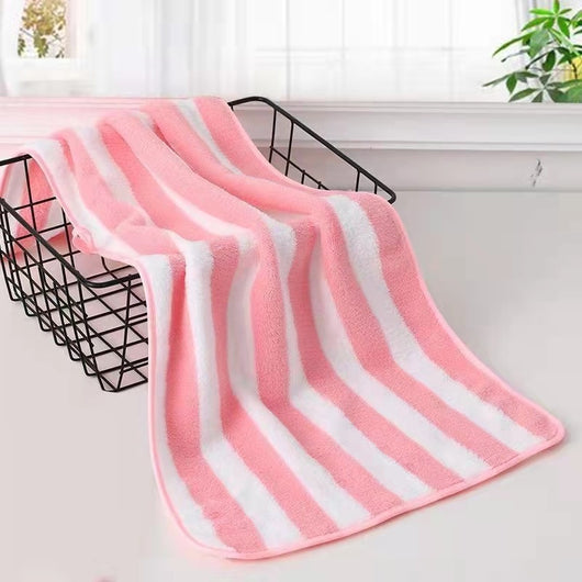 Toallas de Baño Coral Fleece con Rayas, Absorbentes y Suaves