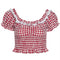 Blusa Corta Ajustada con Mangas Abullonadas
