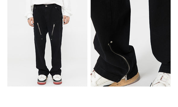 Jeans con Diseño de Cierre Dividido Estilo Urbano