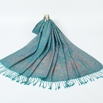 Bufanda Étnica Jacquard con Borlas de Cachemira - Image 8