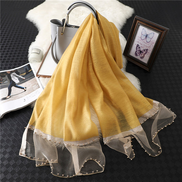 Women's Versatile Solid Color Silk and Wool Scarf