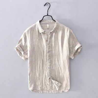 Camisa Lino Vintage Plisada con Estampa Chinoiserie para Hombre - Image 4