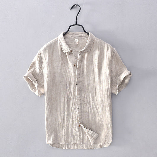 Camisa Lino Vintage Plisada con Estampa Chinoiserie para Hombre - Image 4