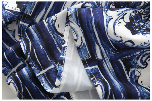 Vestido de Verano Azul y Blanco con Estampado de Tirantes de Porcelana - Image 16