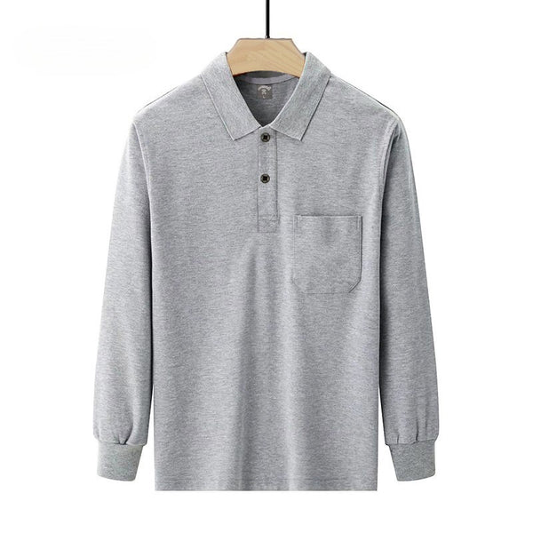 Camisa Manga Larga Clásica para Hombre con Cuello Italiano y Bolsillos Funcionales