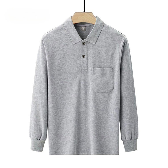 Camisa Masculina Clássica de Manga Longa com Colarinho Italiano e Bolsos Funcionais