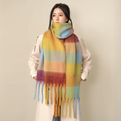 Bufanda Mohair Cálida de Cuadros Versátil - Estilo Europeo - Image 20