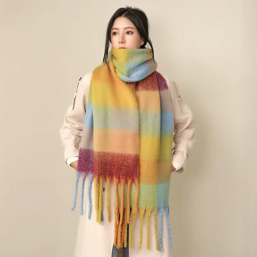 Bufanda Mohair Cálida de Cuadros Versátil - Estilo Europeo - Image 20