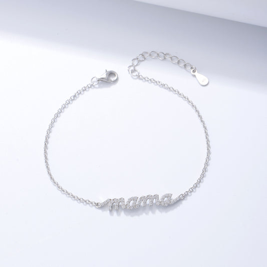 Pulsera Mamá de Plata 925 con Circonitas y Letras del Alfabeto - Image 2