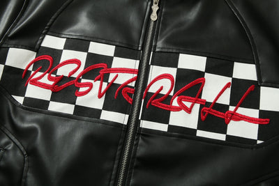 Chaqueta de Cuero Estilo Retro Americano con Detalles de Tartán - Image 21