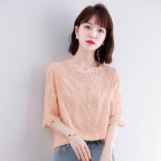 Blusa Chiffon Jacquard Elegante para Mujer - Image 7