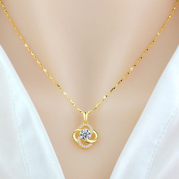 Collar Trébol Plata 925 Chapado en Oro Rosa 18k - Regalo Perfecto para Ella