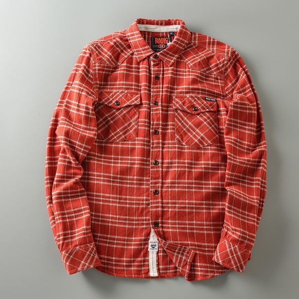 Camisa Retro de Algodón Lavado con Textura Gruesa