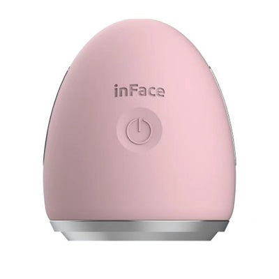 Yellow egg-shaped iontophoresis beauty instrument with a silver base and a power button on a white background. - Image 8