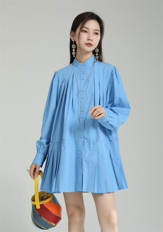 Vestido Camisero Plisado Manga Larga Diseño Exclusivo - Image 41