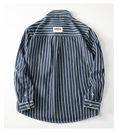Camisa Denim a Rayas Efecto Vintage Manga Larga - Image 15