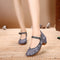 Zapatos de Baile Folclórico con Bordado Étnico y Tacón Cuadrado