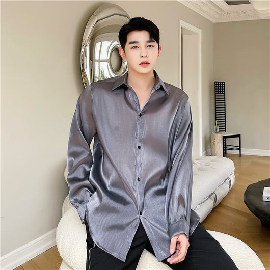 Camisa Suelta Elegante para Hombre - Tela Sedosa y Semitransparente - Image 6