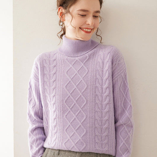 Suéter Cashmere Suelto con Cuello Alto - Tejido Grueso de Tres Capas - Image 10