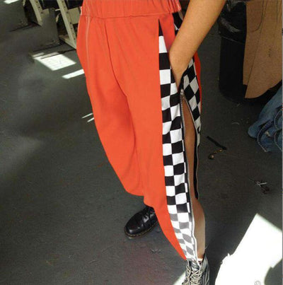 Pantalón de Chándal para Mujer con Diseño Cuadros Laterales y Cierre - Image 5