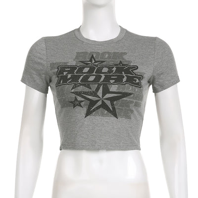 Camiseta Militar Retro Hip-Hop Cuello Redondo Hombro Descubierto - Image 8