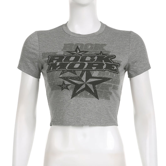 Camiseta Militar Retro Hip-Hop Cuello Redondo Hombro Descubierto - Image 8